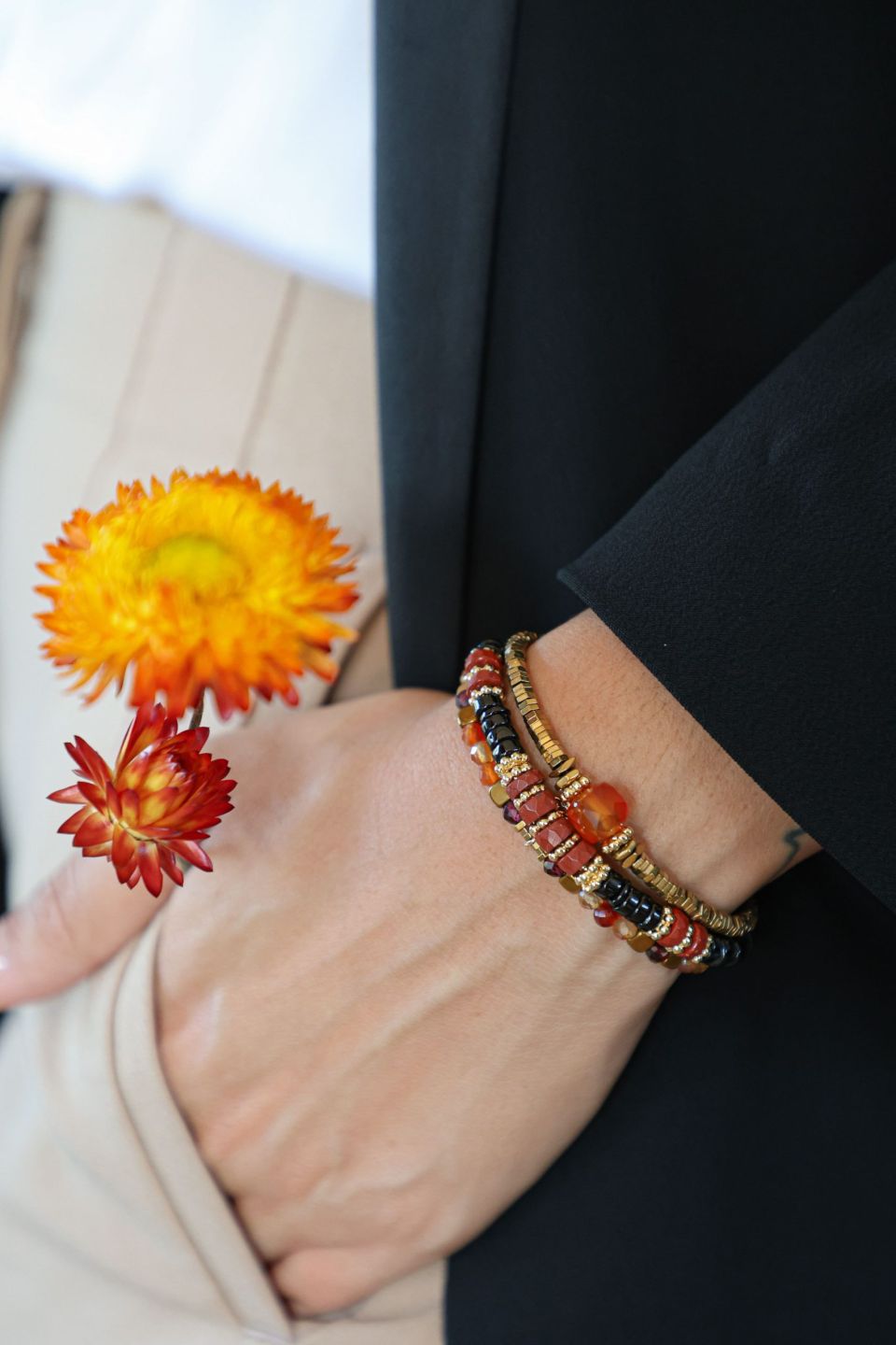 Shiny cornaline bracelet